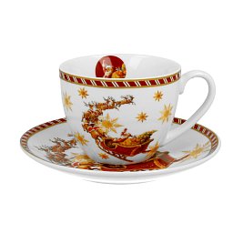 Obrázek pro produkt Šálka s podšálkou Santa na saniach 0,25l porcelán