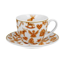 Obrázek pro produkt Šálka s podšálkou Gingerbread biely 0,25l porcelán