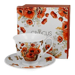 Obrázek pro produkt Šálka s podšálkou Kôš vlčích makov 0,25l porcelán