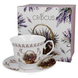 Obrázek pro produkt Šálka s podšálkou Kôš levandulí 0,25l porcelán
