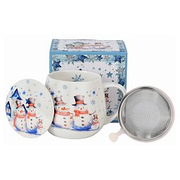 Hrnček byl. Snehuliaci 0,43l porcelán Obrázek pro produkt Hrnček byl. Snehuliaci 0,43l porcelán