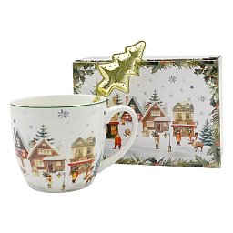 Hrnček so sitkom Vianočná dedinka 0,46l porcelán Obrázek pro produkt Hrnček so sitkom Vianočná dedinka 0,46l porcelán