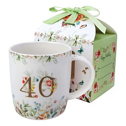 Obrázek pro produkt Narodeninový hrnček „40“ v krabičke s mašľou 0,4l