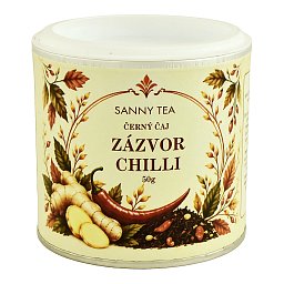Obrázek pro produkt Čierny čaj Zázvor Chilli v dóze 50g