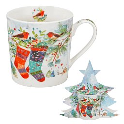 Obrázek pro produkt Hrnček Vianočné ponožky 0,36l porcelán (stromček)