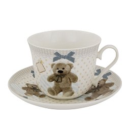 Obrázek pro produkt Šálka s podšálkou Bear Bob 0,45l porcelán